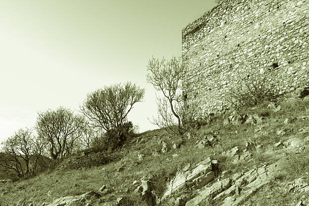 Strumica 5th century fortress ruins (Czar's towers) in eastern Macedonia. Fortress was built on the mountain near Strumica town