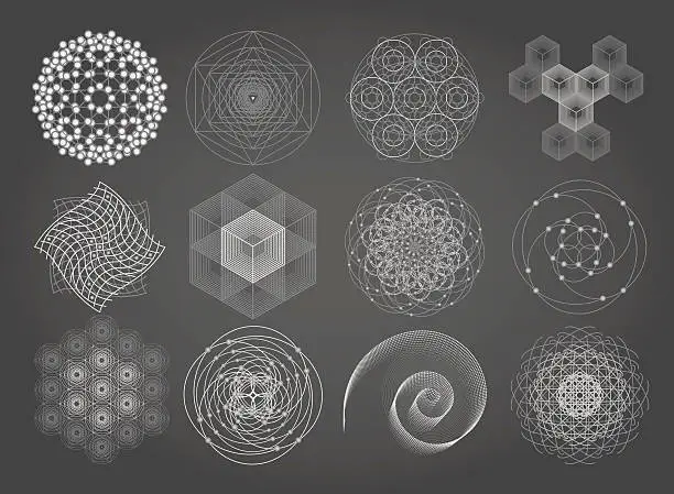 Vector illustration of Sacred geometry symbols and elements set.