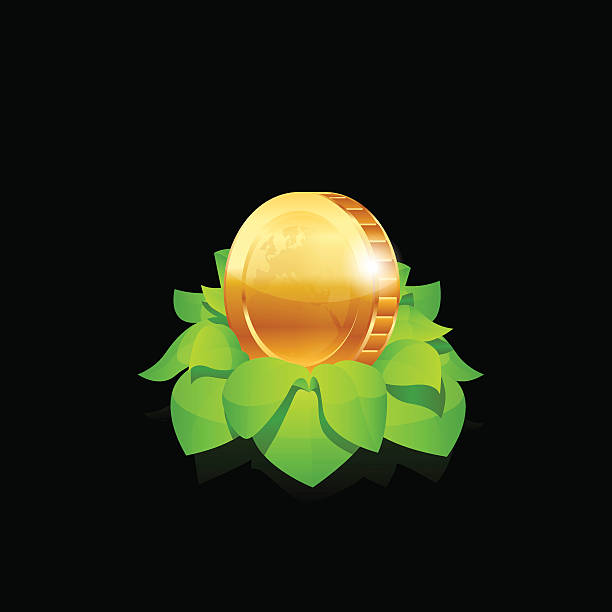 Coin with leafs. Vector vector art illustration
