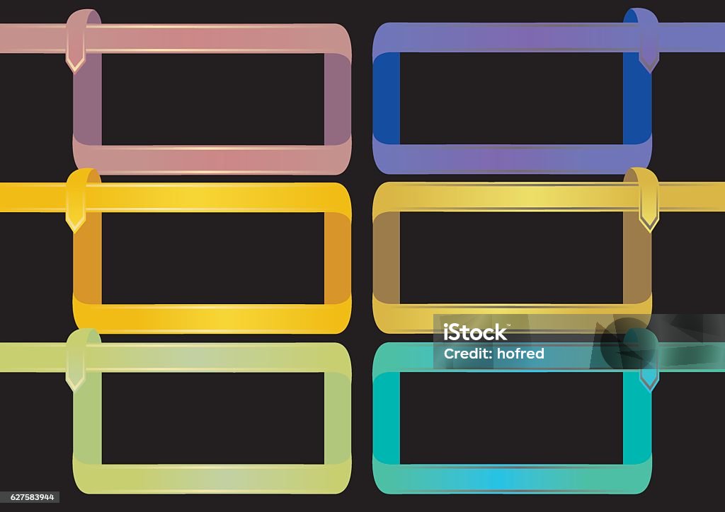 All Color Ribbons Frame Colorful Ribbon Frame Vector Design Element Isolated On Black Ba Stock ...