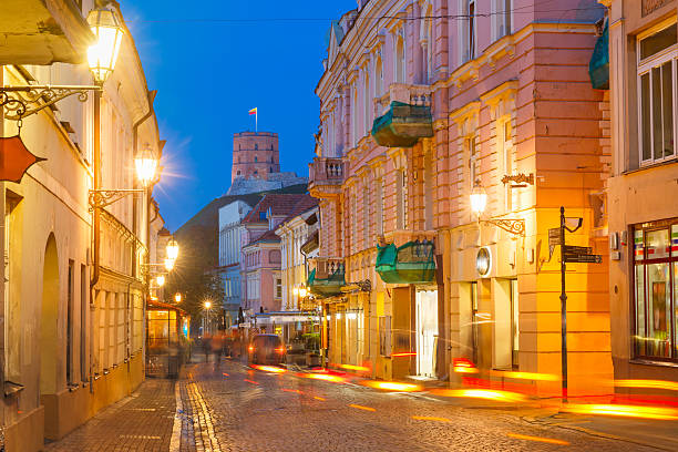 istock Pilies Street at night, Vilnius, Lithuania 627584476