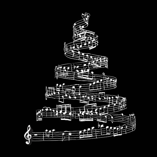 ミュージックノートからのクリスマスツリー - treble clef musical symbol music clipping path点のイラスト素材／クリップアート素材／マンガ素材／アイコン素材