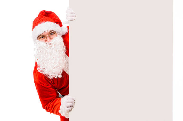 istock Santa Claus with blank billboard 627587340
