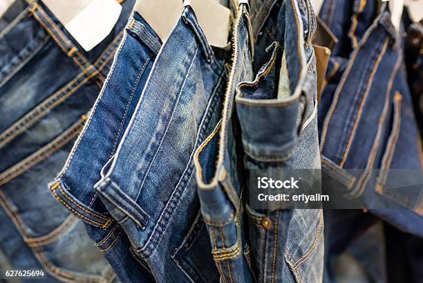 Row Of Blue Denim Stock Photo - Download Image Now - Arts Culture and Entertainment, Blue, Business