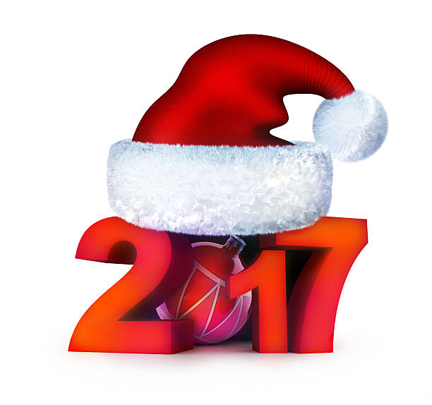 istock Funny new year 2017 and santa cap 627626438