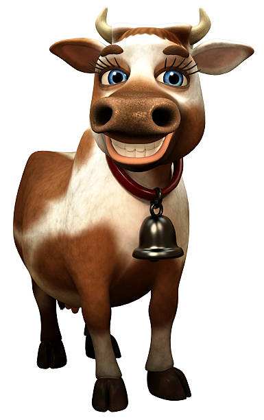 Cute cow holding a with a bucket of milk or sour cream in her hands, cartoon character cow, milk splash, illustration isolated on white background 3d rendering
