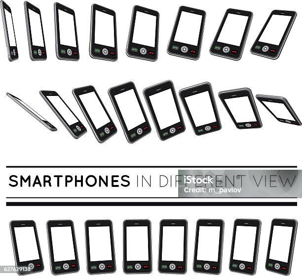 Smartphones In Different View Stock Illustration - Download Image Now - Angle, Point of View, Smart Phone
