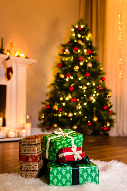 istock New year presents on a furry white carpet opposite 627646292