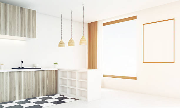 istock wood kitchen counter on a bright day, toned 627668398