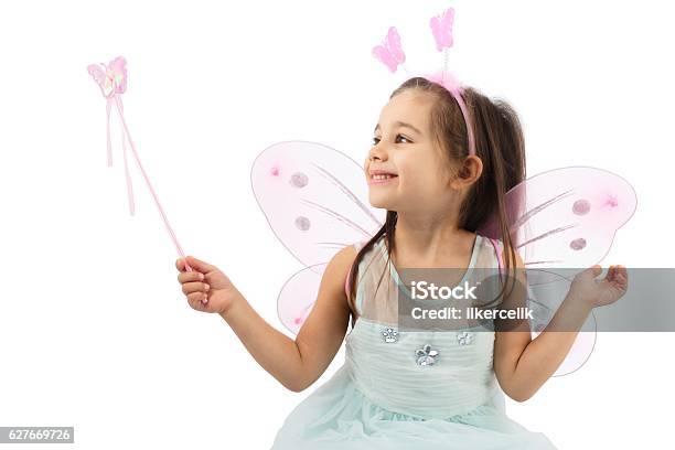 Little Butterfly Fairy Isolated On White Background Stock Photo - Download Image Now