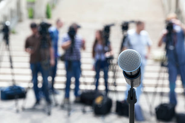News conference stock photo