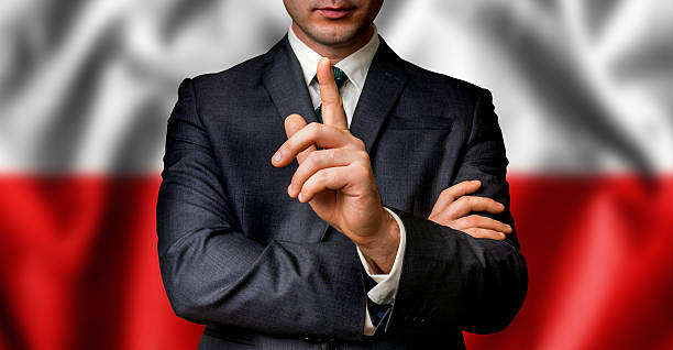 istock Polish candidate speaks to the people crowd 627673164