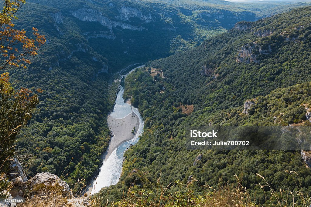 The Gorges de Ardeche in France The Gorges de Ardeche is made up of a series of gorges in the river Ardeche in France, forming a thirty-kilometre long canyon. Animal Wildlife Stock Photo