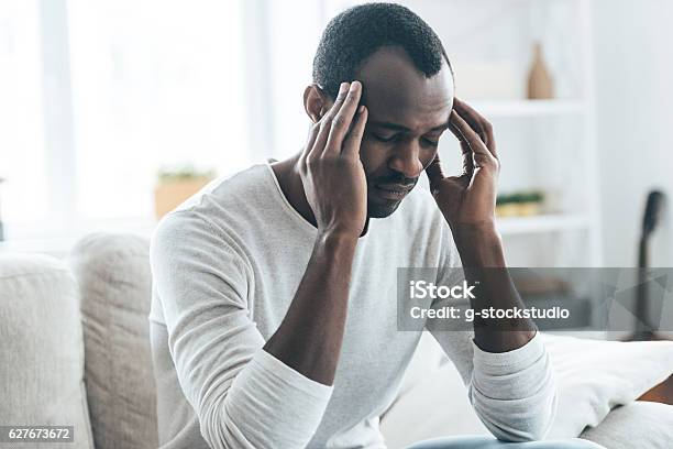 Terrible Headache Stock Photo - Download Image Now - Headache, Men, Emotional Stress