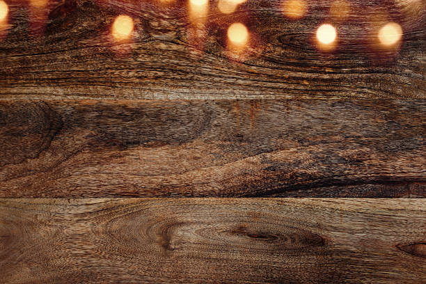 istock Wooden wall background horizontal with bokeh 627675228