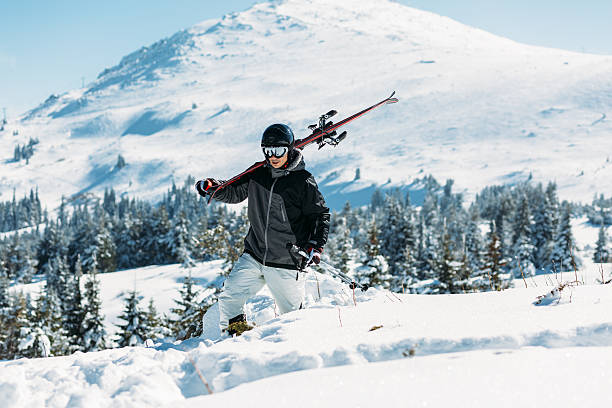 istock Skier in the snowy mountain 627675842