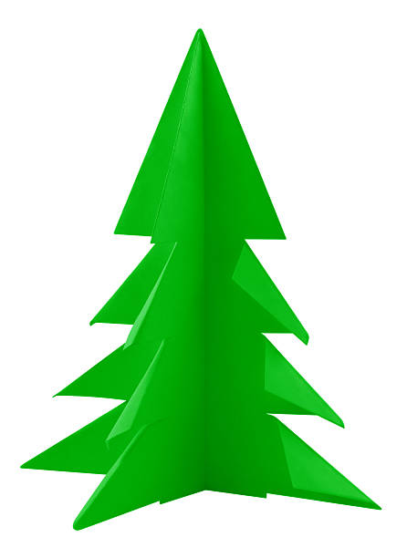 istock Christmas tree made of paper - green 627676538