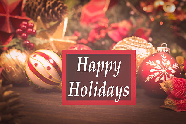 istock Holiday ornaments, decorations with Christmas greeting card. 627678204