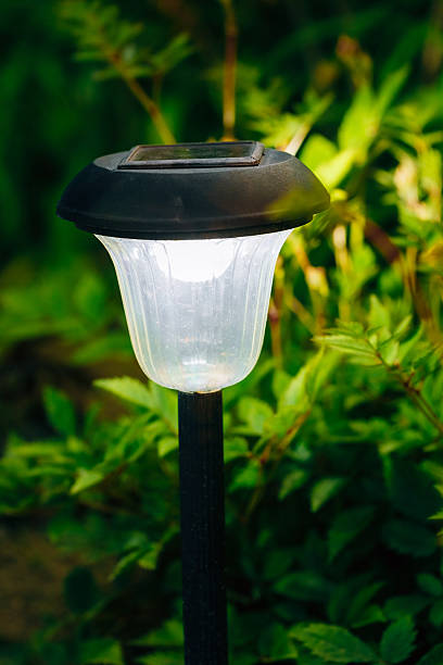 istock Small Solar Garden Light, Lantern In Flower Bed. Garden Design. 627681208