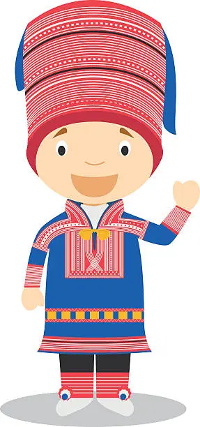 Vector illustration of Character from Lapland dressed in the traditional way Vector Illustration