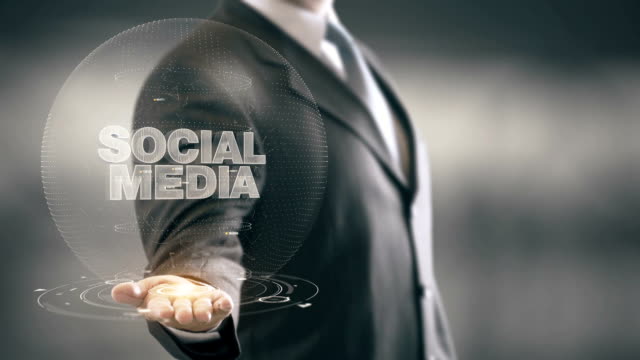 Social Media Businessman Holding in Hand New technologies