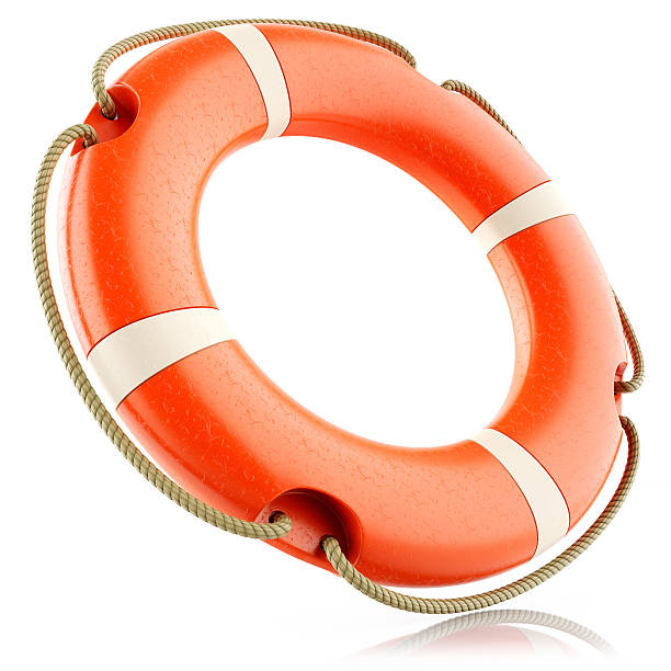 istock Red lifebuoy ring isolated 627718720