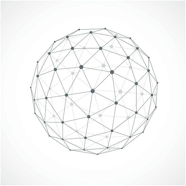 istock 3d abstract faceted figure with connected blue lines and dots. 627719396