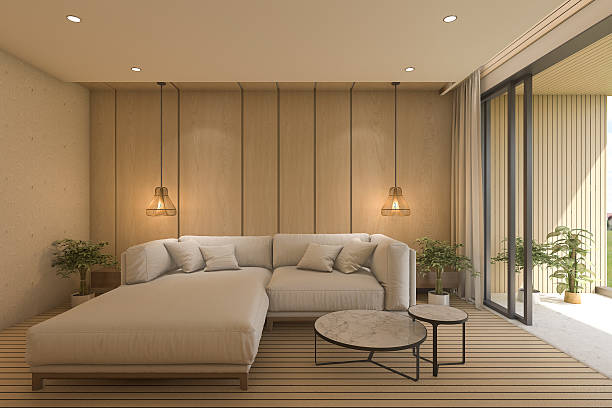istock 3d rendering contemporary living room with sofa near terrace 627720968
