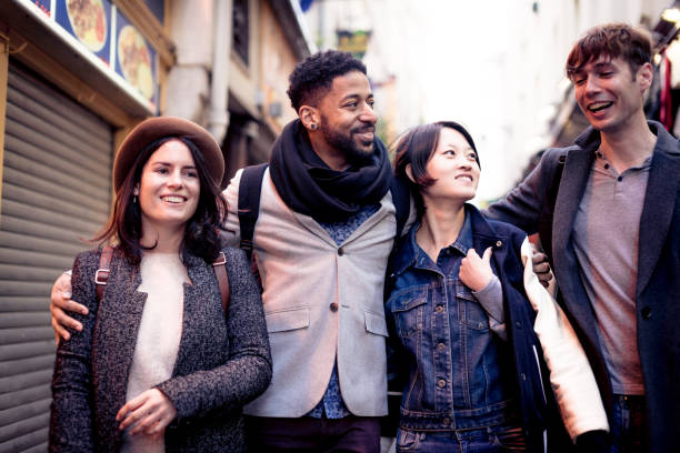 istock Multi-ethnic group of friends having fun in Paris, Quartier Latin 627721120
