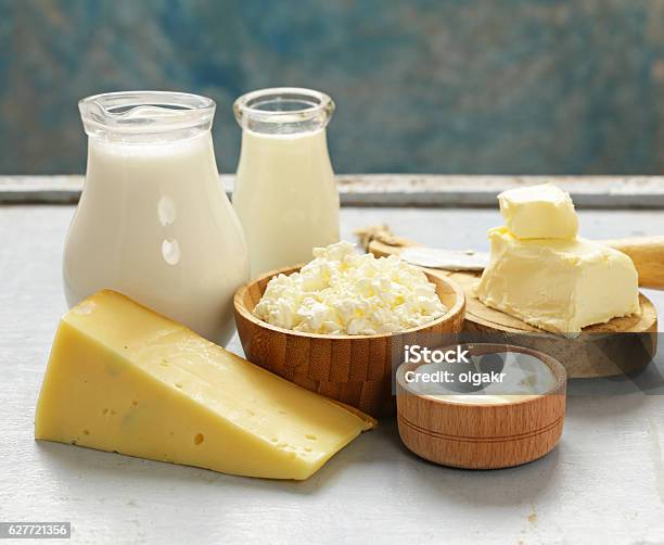 Assorted Dairy Products Stock Photo - Download Image Now