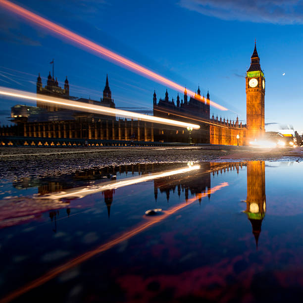 istock Big Ben at Dusk with Traffic Lights, London 627721406