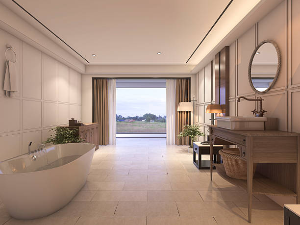 istock 3d rendering luxury bathroom with tile and classic furniture 627721432