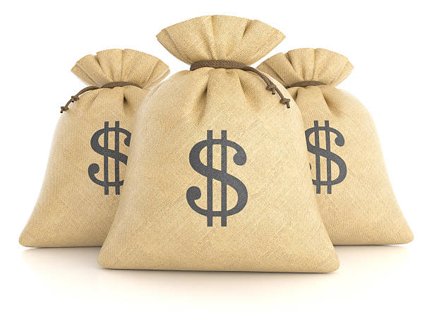 istock Group of rag bags with dollars 627723440