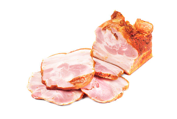istock Meat sliced isolated on white background 627726256