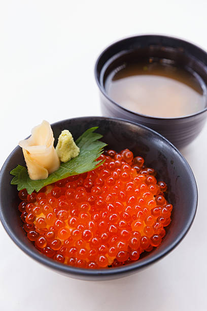 istock Tobiko Don Served with Wasabi, Prickled Ginger and Miso Soup. 627726512