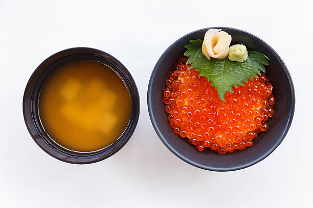 istock Tobiko Don Served with Wasabi, Prickled Ginger and Miso Soup. 627727570