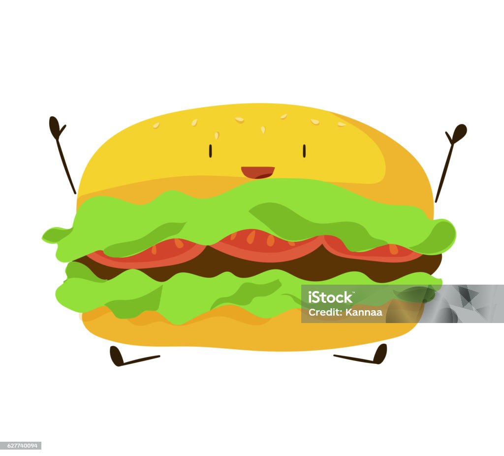 Funny Fast Food Hamburger Icon Stock Illustration - Download Image Now -  Cartoon, Characters, Clip Art - iStock