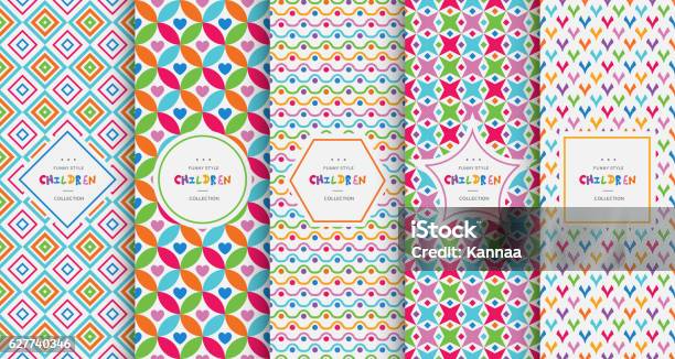 Bright Colorful Seamless Patterns For Baby Style Stock Illustration - Download Image Now - Baby - Human Age, Backgrounds, Fun