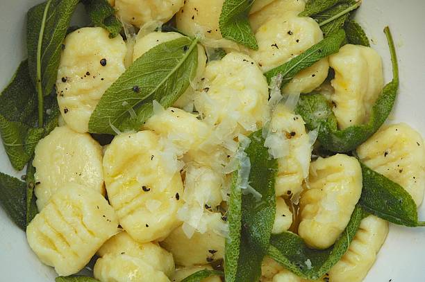 Homemade Potato Gnocchi with Sage Butter Sauce and Parmesan Cheese