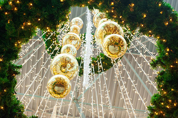 istock Christmas balls and decor in the winter Park 627745612