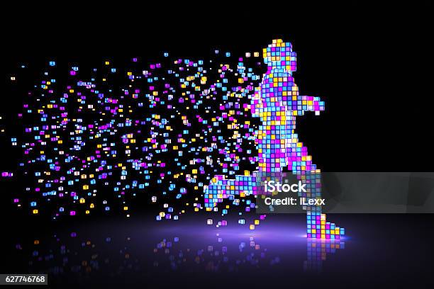 Pixel Man Stock Photo - Download Image Now - Data, Sport, Determination