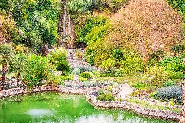 сан-антонио японский чайный сад и водопад - japanese tea garden стоковые фото и изображения