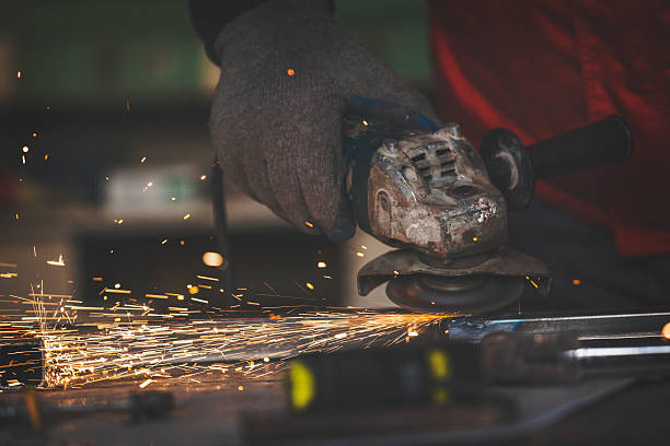 istock Grinding metal bar close up shot 627749162