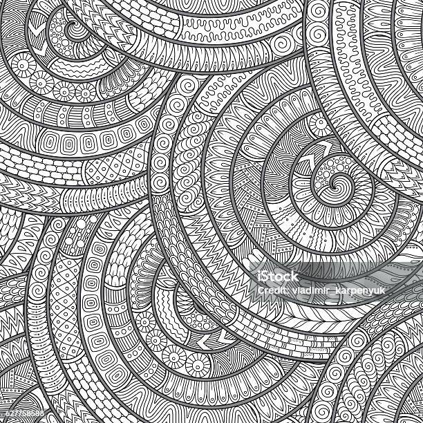 Ornamental Ethnic Black And White Pattern Stock Illustration - Download Image Now - Coloring Book Page - Illlustration Technique, Adult, Pattern