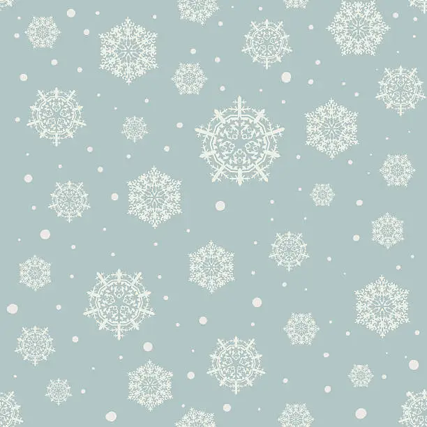 Vector illustration of Seamless pattern of snowflakes on a blue background