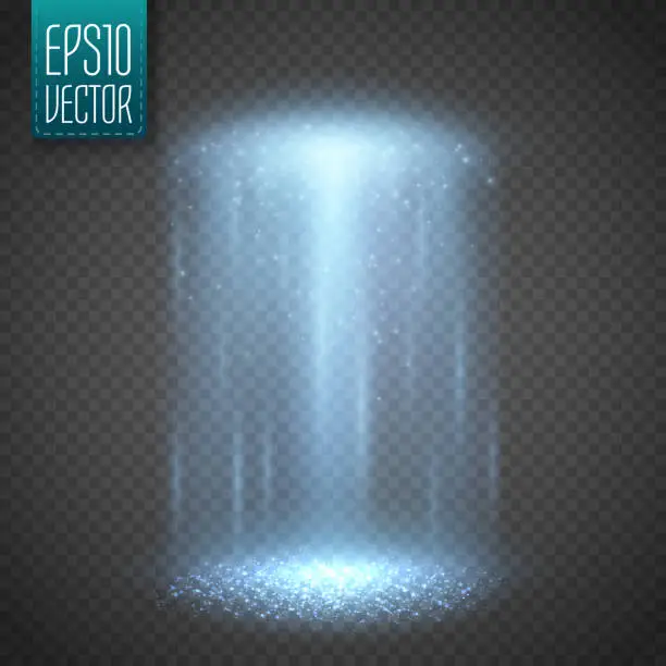 Vector illustration of UFO light beam isolated on transparnt background. Vector