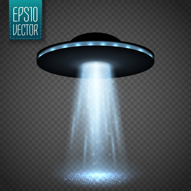 UFO spaceship with light beam isolated on transparnt background. Vector UFO spaceship with light beam isolated on transparnt background. Vector illustration alien invasion stock illustrations
