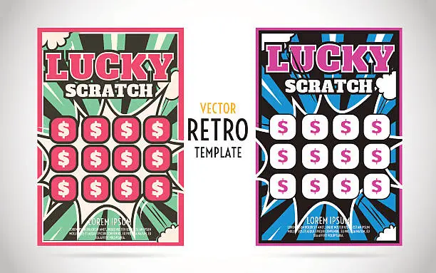 Vector illustration of scratch off lottery ticket vector design template