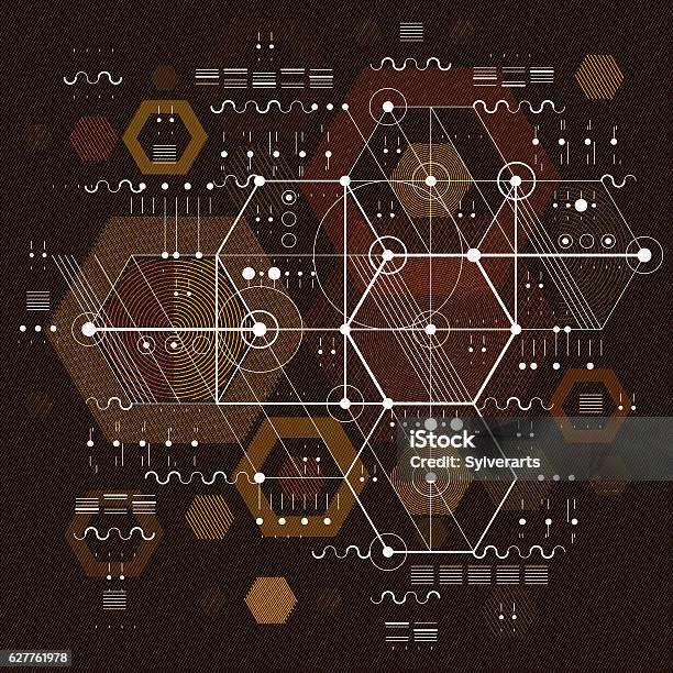 Architectural Blueprint Vector Digital Background With Geometric Elements Stock Illustration - Download Image Now