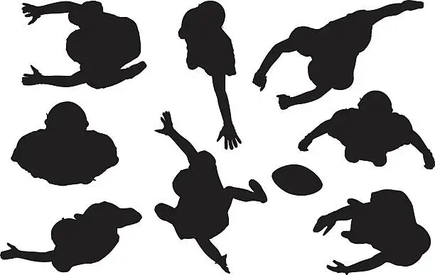 Vector illustration of Above view of football player in various action